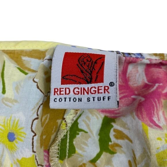 Red Ginger Yellow Floral Beach Pant Medium Slit Ankle - Picture 3 of 6